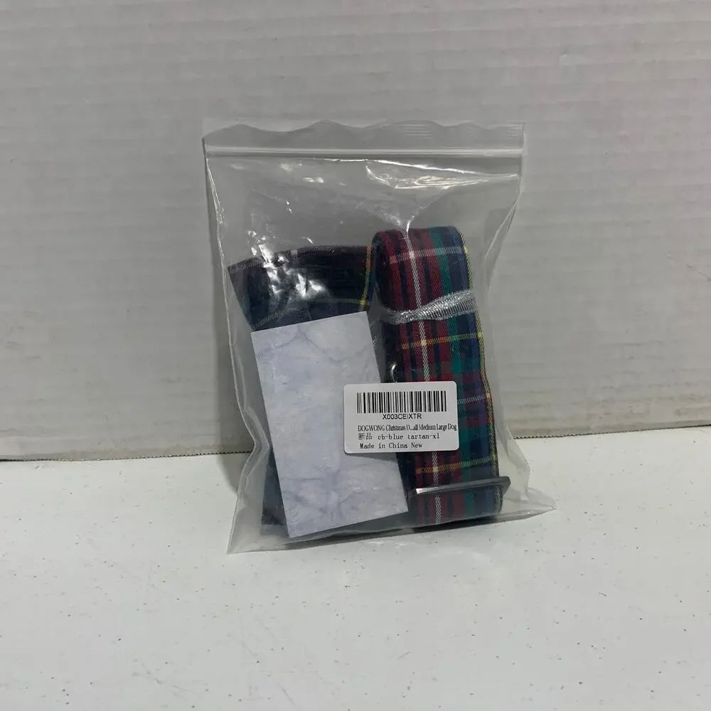 Dogwong Plaid Dog Collar With Bowtie For Medium or Large Dog Brand New